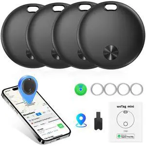Tracker Tags- 4 Pack, Bluetooth Trackers Works with Apple Find My APP (iOS Only), 92 dB Sound, Replaceable Battery, Smart Tracking Tag Keys Finder and Item Locator for Keys, Bags, Luggage, Wallet, etc Tracker Tags- 4 Pack, Bluetooth Trackers Works with Apple Find My APP (iOS Only), 92 dB Sound, Replaceable Battery, Smart Tracking Tag Keys Finder and Item Locator for Keys, Bags, Luggage, Wallet, etc