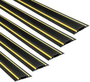 6FT Linkable Floor Cord Cover/Cable Protector 5 Pack (30ft Total), Protect Cords and Prevent a Trip Hazard, 5 x 6ft Lengths, Cable Cavity 1.18in (W) x 0.39in (H) - Black & Yellow 6FT Linkable Floor Cord Cover/Cable Protector 5 Pack (30ft Total), Protect Cords and Prevent a Trip Hazard, 5 x 6ft Lengths, Cable Cavity 1.18in (W) x 0.39in (H) - Black & Yellow