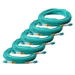 trueCABLE LC to LC OM3 Fiber Patch Cable, 20m (65.61ft), UPC Polish, 10GB Multimode (MM) Duplex 50/125um, Riser Rated (OFNR), UL Listed, 5 Pack, Aqua trueCABLE LC to LC OM3 Fiber Patch Cable, 20m (65.61ft), UPC Polish, 10GB Multimode (MM) Duplex 50/125um, Riser Rated (OFNR), UL Listed, 5 Pack, Aqua