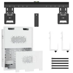 Ultra Slim TV Wall Mount & 17" Recessed in-Wall Media Box Bundle - 0.37" Micro Gap Design for 43-100" TVs - Hidden AV Cable Management Kit with Vented Cover Adjustable Shelf & Straps Ultra Slim TV Wall Mount & 17" Recessed in-Wall Media Box Bundle - 0.37" Micro Gap Design for 43-100" TVs - Hidden AV Cable Management Kit with Vented Cover Adjustable Shelf & Straps