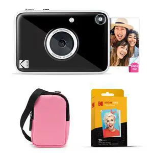 Printomatic+ Instant Print Digital Camera Starter Bundle + Carrying Case (Pink) + Zink 20pk Sticky-Back Photo Paper - 10MP, Full-Color Photos, GB LED Status Indicator - Black Printomatic+ Instant Print Digital Camera Starter Bundle + Carrying Case (Pink) + Zink 20pk Sticky-Back Photo Paper - 10MP, Full-Color Photos, GB LED Status Indicator - Black