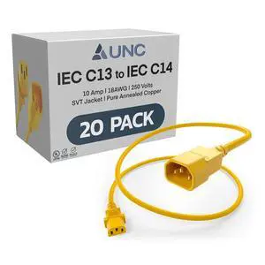 20 Pack 4ft PDU Power Cable C13 to C14 10Amp 18AWG 250V SVT Jacket UL Listed, Yellow, 4 Foot 20 Pack 4ft PDU Power Cable C13 to C14 10Amp 18AWG 250V SVT Jacket UL Listed, Yellow, 4 Foot