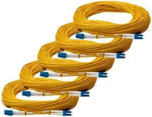 trueCABLE LC to LC OS2 Fiber Patch Cable, 25m (82.20ft), UPC Polish, 200GB Singlemode (SM) Duplex 9/125um, Riser Rated (OFNR) UL Listed, 5 Pack, Yellow trueCABLE LC to LC OS2 Fiber Patch Cable, 25m (82.20ft), UPC Polish, 200GB Singlemode (SM) Duplex 9/125um, Riser Rated (OFNR) UL Listed, 5 Pack, Yellow