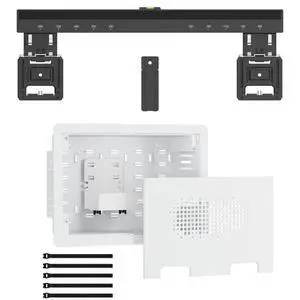 Ultra Slim TV Wall Mount & 9" Recessed in-Wall Media Box Bundle - 0.37" Micro Gap Design for 43-100" TVs - Hidden AV Cable Management Kit with Vented Cover Adjustable Shelf & Straps Ultra Slim TV Wall Mount & 9" Recessed in-Wall Media Box Bundle - 0.37" Micro Gap Design for 43-100" TVs - Hidden AV Cable Management Kit with Vented Cover Adjustable Shelf & Straps