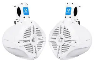 Pair RWB65W 6.5" White 2-Way Marine Wakeboard Tower Speakers, 250W Total, 4 Ohm, Waterproof, High-Fidelity Sound, Durable Mounting for Boats and Off-Road Vehicles Pair RWB65W 6.5" White 2-Way Marine Wakeboard Tower Speakers, 250W Total, 4 Ohm, Waterproof, High-Fidelity Sound, Durable Mounting for Boats and Off-Road Vehicles