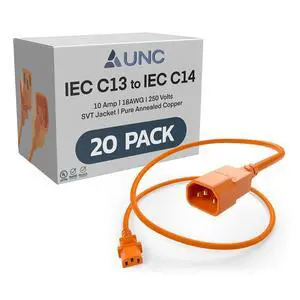 20 Pack 3ft PDU Power Cable C13 to C14 10Amp 18AWG 250V SVT Jacket UL Listed, Orange, 3 Foot 20 Pack 3ft PDU Power Cable C13 to C14 10Amp 18AWG 250V SVT Jacket UL Listed, Orange, 3 Foot