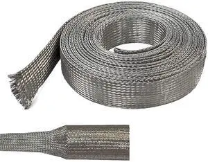 1/4" Tinned Copper Metal Braid Sleeving Flexible EMI RFI Shielding Wire Mesh (0.16" Diameter) - 100 Feet 1/4" Tinned Copper Metal Braid Sleeving Flexible EMI RFI Shielding Wire Mesh (0.16" Diameter) - 100 Feet