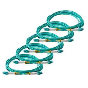 trueCABLE LC to LC OM4 Fiber Patch Cable, 10m (32.80ft), UPC Polish, 100GB Multimode (MM) Duplex 50/125um, Riser Rated (OFNR), UL Listed, 5 Pack, Aqua trueCABLE LC to LC OM4 Fiber Patch Cable, 10m (32.80ft), UPC Polish, 100GB Multimode (MM) Duplex 50/125um, Riser Rated (OFNR), UL Listed, 5 Pack, Aqua