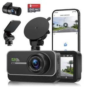 Dash Cam Front and Rear,4K+1080P WiFi Dual Dash Camera for Cars with App, 3" IPS Dashboard Camera Recorder,Night Vision,24H/7 Parking Mode, Loop Recording,170° Wide Angle,Free 64GB SD Card Dash Cam Front and Rear,4K+1080P WiFi Dual Dash Camera for Cars with App, 3" IPS Dashboard Camera Recorder,Night Vision,24H/7 Parking Mode, Loop Recording,170° Wide Angle,Free 64GB SD Card
