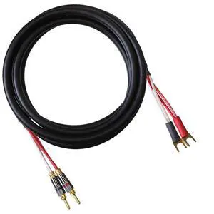 Canare 4S11 Speaker Cable, with Ultrasonically-Welded Conventional (Non-Bi-Wire) Terminations, (One Cable - for one Speaker); Assembled in The USA (15 Foot, Black, Bananas to Spades) Canare 4S11 Speaker Cable, with Ultrasonically-Welded Conventional (Non-Bi-Wire) Terminations, (One Cable - for one Speaker); Assembled in The USA (15 Foot, Black, Bananas to Spades)