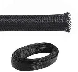 PET Expandable Braided Sleeving - 1 Inch - 250 Feet Long - Black Cable Sleeve Automotive Wire Loom, Cable Wrap, Cord Protector from Pets, Cable Management - Black PET Expandable Braided Sleeving - 1 Inch - 250 Feet Long - Black Cable Sleeve Automotive Wire Loom, Cable Wrap, Cord Protector from Pets, Cable Management - Black