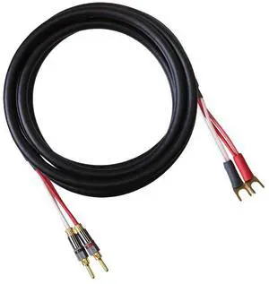Canare 4S11 Speaker Cable, with Ultrasonically-Welded Conventional (Non-Bi-Wire) Terminations, (One Cable - for one Speaker); Assembled in The USA (8 Foot, Black, Bananas to Spades) Canare 4S11 Speaker Cable, with Ultrasonically-Welded Conventional (Non-Bi-Wire) Terminations, (One Cable - for one Speaker); Assembled in The USA (8 Foot, Black, Bananas to Spades)
