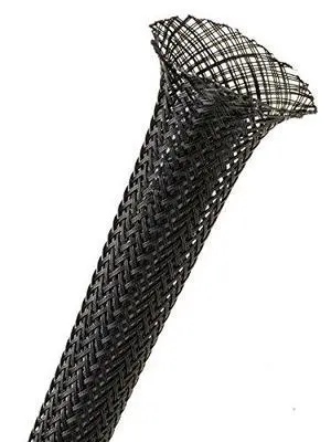1.75" PET Expandable Braided Sleeving - Color: Black - Length: 30FT 1.75" PET Expandable Braided Sleeving - Color: Black - Length: 30FT