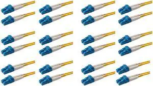 12-Pack 0.50 Meter LC to LC Fiber Patch Cable, Corning SMF-28 Singlemode 9/125um Ultra Optical Fiber, Duplex, Yellow Riser OFNR Cable Jacket 12-Pack 0.50 Meter LC to LC Fiber Patch Cable, Corning SMF-28 Singlemode 9/125um Ultra Optical Fiber, Duplex, Yellow Riser OFNR Cable Jacket