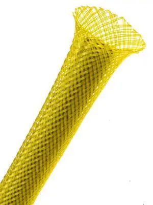 3/4" PET Expandable Braided Sleeving - Color: Yellow - Length: 75FT 3/4" PET Expandable Braided Sleeving - Color: Yellow - Length: 75FT