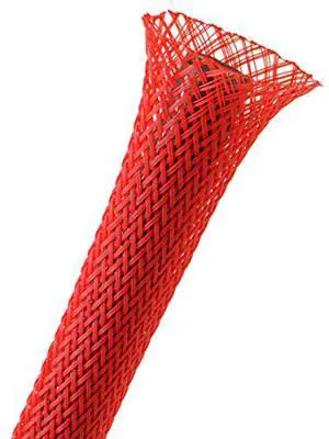 3/8" PET Expandable Braided Sleeving - Color: Red - Length: 125FT 3/8" PET Expandable Braided Sleeving - Color: Red - Length: 125FT