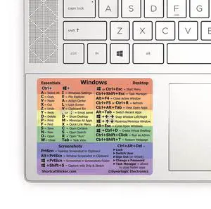 (100pcs) Windows PC Reference Keyboard Shortcut Sticker | Vinyl, Laminated Windows Shortcut Sticker for PC Laptop or Desktop | Shortcuts Cheat Sheet (Rainbow/Small/100) (100pcs) Windows PC Reference Keyboard Shortcut Sticker | Vinyl, Laminated Windows Shortcut Sticker for PC Laptop or Desktop | Shortcuts Cheat Sheet (Rainbow/Small/100)