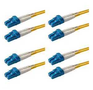 4-Pack 12 Meter LC to LC Fiber Patch Cable, Corning SMF-28 Singlemode 9/125um Ultra Optical Fiber, Duplex, Yellow Riser OFNR Cable Jacket 4-Pack 12 Meter LC to LC Fiber Patch Cable, Corning SMF-28 Singlemode 9/125um Ultra Optical Fiber, Duplex, Yellow Riser OFNR Cable Jacket