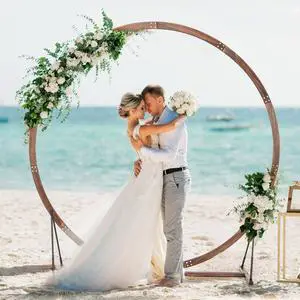 Wooden Wedding Arch for Ceremony, 7.4 FT Round Solid Wood Arbor for Wedding Backdrop Stand, Rustic Boho Wedding Decoration for Indoor Outdoor Birthday Proposal Party Garden Lawn Beach Wooden Wedding Arch for Ceremony, 7.4 FT Round Solid Wood Arbor for Wedding Backdrop Stand, Rustic Boho Wedding Decoration for Indoor Outdoor Birthday Proposal Party Garden Lawn Beach