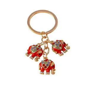 Cute Rhinestone Elephant Keychain Colorful Animal Charm Kingring for Backpack Pendant-Red Cute Rhinestone Elephant Keychain Colorful Animal Charm Kingring for Backpack Pendant-Red
