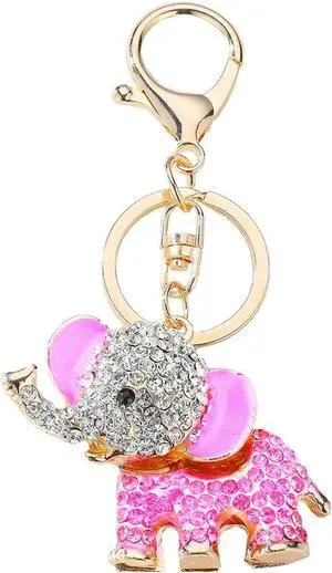 Cute Big Ears Elephant Keychain Sparkling Keyring Crystal Purse Car Pendant Rhinestones Handbag Charm (Pink) Cute Big Ears Elephant Keychain Sparkling Keyring Crystal Purse Car Pendant Rhinestones Handbag Charm (Pink)