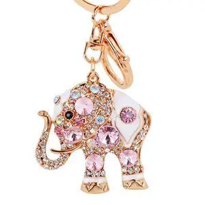Cute Elephant Keychain Sparkling Crystal Rhinestones Keyring Pendant for Women Bag Charm (Pink) Cute Elephant Keychain Sparkling Crystal Rhinestones Keyring Pendant for Women Bag Charm (Pink)