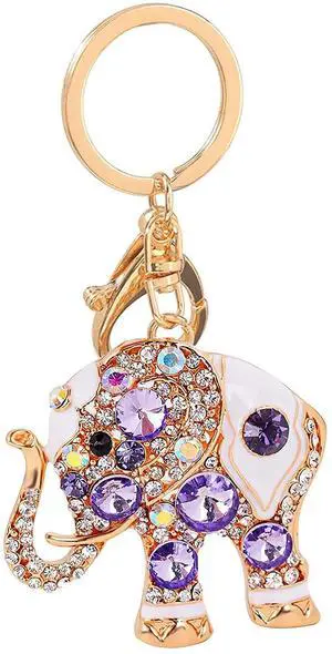 Cute Animal BlingBling Crystals Keychain Charm Keyring for Car Bag Wallet Purse Handbags Key Pendant Decor (Purple Gem Elephant) Cute Animal BlingBling Crystals Keychain Charm Keyring for Car Bag Wallet Purse Handbags Key Pendant Decor (Purple Gem Elephant)