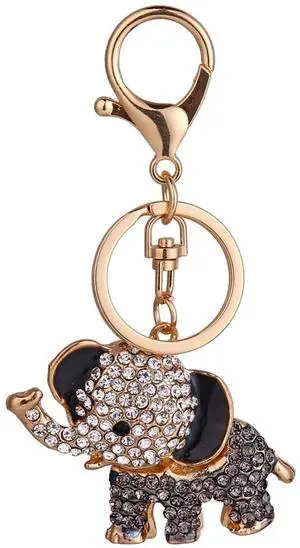 Cute Animal BlingBling Crystals Keychain Charm Keyring Car & Bag Accessory for Wallet Purse Handbags Key Pendant Decor (Black Elephant) Cute Animal BlingBling Crystals Keychain Charm Keyring Car & Bag Accessory for Wallet Purse Handbags Key Pendant Decor (Black Elephant)