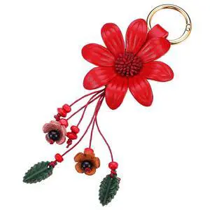 Leather Purse Charms Daisy Flower Keychain Red Bag Keychains Accessories for Women Wallet Bag Purse Ring Pendant Leather Purse Charms Daisy Flower Keychain Red Bag Keychains Accessories for Women Wallet Bag Purse Ring Pendant