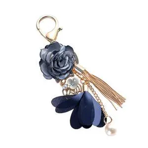 Flower Tassel Keychain Pearl Car Keyring Holder Purse Handbag Pendant (Blue) Flower Tassel Keychain Pearl Car Keyring Holder Purse Handbag Pendant (Blue)