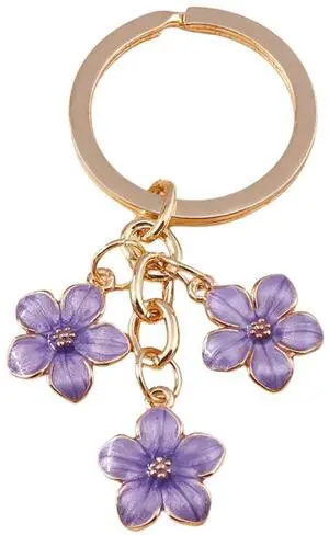 Flower Charms Daisy Enameled Keychain Chain Tassel Keyring For Women Girls Gifts Purse Bag Accessories-C Purple Flower Charms Daisy Enameled Keychain Chain Tassel Keyring For Women Girls Gifts Purse Bag Accessories-C Purple