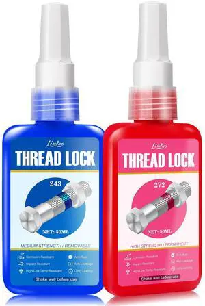Thread Lock - Medium and High Strength Thread Locker Blue Red, Threadlocker for Nuts, Bolts, Metal Fasteners - Lock Tight & Prevent Loosening, Seal & Anti-Corrosion, Long-Term Stability (50ml+50ml) Thread Lock - Medium and High Strength Thread Locker Blue Red, Threadlocker for Nuts, Bolts, Metal Fasteners - Lock Tight & Prevent Loosening, Seal & Anti-Corrosion, Long-Term Stability (50ml+50ml)