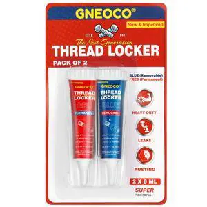 2 Pack Thread Locker Blue and Red 6mlx2 - Medium and Strong StrengthThreadlocker Metal Glue for Nuts, Bolts, Fasteners - Prevent Loosening/Corrosion (Blue and Red 6ml*2) 2 Pack Thread Locker Blue and Red 6mlx2 - Medium and Strong StrengthThreadlocker Metal Glue for Nuts, Bolts, Fasteners - Prevent Loosening/Corrosion (Blue and Red 6ml*2)
