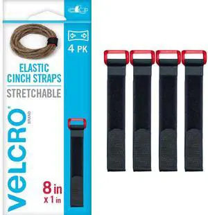 VEL-30791-AMS Elastic Cinch Straps with Buckle | 8in x 1in, Pk of 4 | Fully Adjustable and Stretch for Snug Fit | for Fastening Power Cords, Ropes, Organizing Cables, More | Black VEL-30791-AMS Elastic Cinch Straps with Buckle | 8in x 1in, Pk of 4 | Fully Adjustable and Stretch for Snug Fit | for Fastening Power Cords, Ropes, Organizing Cables, More | Black