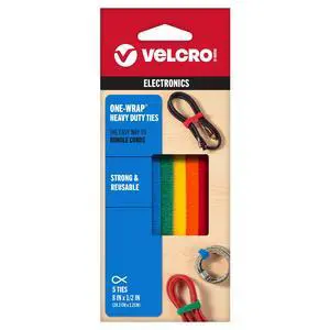 ONE-WRAP Ties | Cable Management, Wires & Cords | Self Gripping Cable Ties, Reusable | 5 Ct - 8" x 1/2" | Multi-color ONE-WRAP Ties | Cable Management, Wires & Cords | Self Gripping Cable Ties, Reusable | 5 Ct - 8" x 1/2" | Multi-color