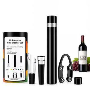 Air Pressure Wine Bottle Opener Set, Needle Wine Opener with Foil Cutter, Wine PourerVacuum Stopper, Portable Cork Remover for Home, Travel, Party, Gifts for Wine Lovers, Silver Air Pressure Wine Bottle Opener Set, Needle Wine Opener with Foil Cutter, Wine PourerVacuum Stopper, Portable Cork Remover for Home, Travel, Party, Gifts for Wine Lovers, Silver