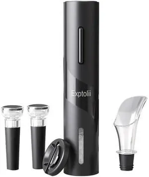 Electric Wine Opener, Automatic Bottle Corkscrew with Foil Cutter, Vacuum Stopper and Wine Aerator Pourer Electric Wine Opener, Automatic Bottle Corkscrew with Foil Cutter, Vacuum Stopper and Wine Aerator Pourer