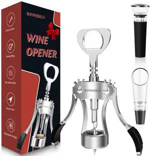 Wine Bottle Opener Gift Set, Zinc Alloy Wing Corkscrew with Vacuum Stopper & Aerator Pourer, Multifunctional Wine Corkscrew for Kitchen, Bar, Party, Camping, BBQ, Wedding, Dinner Gathering Wine Bottle Opener Gift Set, Zinc Alloy Wing Corkscrew with Vacuum Stopper & Aerator Pourer, Multifunctional Wine Corkscrew for Kitchen, Bar, Party, Camping, BBQ, Wedding, Dinner Gathering