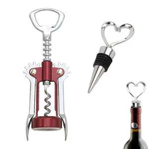 Wine Opener, Zinc Alloy Premium Wing Corkscrew Wine Bottle Opener with Wine Stopper, Multifunctional Wine Cork Opener Bottler Opener Remover for Home, Kitchen,Restaurant,Party and as Gift Wine Opener, Zinc Alloy Premium Wing Corkscrew Wine Bottle Opener with Wine Stopper, Multifunctional Wine Cork Opener Bottler Opener Remover for Home, Kitchen,Restaurant,Party and as Gift