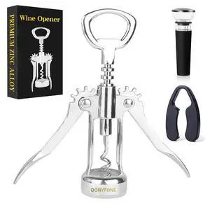 Wing Corkscrew Wine Opener, Premium Zinc Alloy Manual Bottle Opener, Heavy Duty Multifunctional Tool for Kitchen, Bar, Restaurant & Waiters, Gift Set (Silver) Wing Corkscrew Wine Opener, Premium Zinc Alloy Manual Bottle Opener, Heavy Duty Multifunctional Tool for Kitchen, Bar, Restaurant & Waiters, Gift Set (Silver)