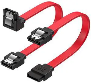 SATA III Cable,8-Inch/0.6FT SATA III 6.0 Gbps 7pin Female to Downward Right Angle + Straight Female Data Cable with Locking Latch, Support for 2.5'' SSD,3.5''HDD Drive, Red SATA III Cable,8-Inch/0.6FT SATA III 6.0 Gbps 7pin Female to Downward Right Angle + Straight Female Data Cable with Locking Latch, Support for 2.5'' SSD,3.5''HDD Drive, Red