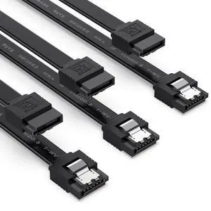 15.7" 3 Pack SATA Data Cable 6Gbps Straight HDD SDD Data Cable with Locking Latch Compatible for SATA HDD, SSD, CD Driver, CD Writer - Black 15.7" 3 Pack SATA Data Cable 6Gbps Straight HDD SDD Data Cable with Locking Latch Compatible for SATA HDD, SSD, CD Driver, CD Writer - Black