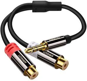 RCA to Aux Splitter Cable, 3.5mm Male to 2RCA Female Stereo Audio Adapter, 1/8 to RCA Connector, 0.7FT Hi-Fi Sound Auxiliary Stereo Audio Cord for iPhone, Tablet, Computer, MP3, Speaker RCA to Aux Splitter Cable, 3.5mm Male to 2RCA Female Stereo Audio Adapter, 1/8 to RCA Connector, 0.7FT Hi-Fi Sound Auxiliary Stereo Audio Cord for iPhone, Tablet, Computer, MP3, Speaker