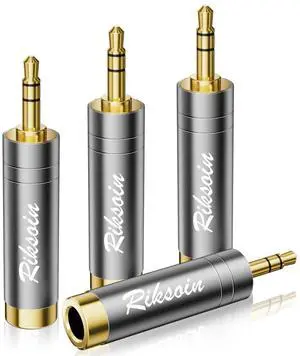 1/4'' to 3.5mm Stereo Pure Copper Headphone Adapter,3.5mm(1/8'') Plug Male to 6.35mm (1/4'') Jack Female Stereo Adapte for Headphone, Amp, Adapte,4-Pack 1/4'' to 3.5mm Stereo Pure Copper Headphone Adapter,3.5mm(1/8'') Plug Male to 6.35mm (1/4'') Jack Female Stereo Adapte for Headphone, Amp, Adapte,4-Pack