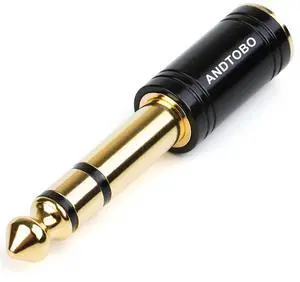 1/4''(6.35mm) Male to 1/8'' (3.5mm) Female Stereo Audio Jack Pure Copper Adapter for Headphone, Amp, 1 Pack-Black 1/4''(6.35mm) Male to 1/8'' (3.5mm) Female Stereo Audio Jack Pure Copper Adapter for Headphone, Amp, 1 Pack-Black