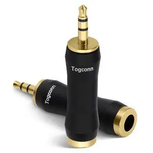 1/8 Inch to 1/4 Inch Adapter 2 Pack, 3.5mm TRS Stereo Male to 6.35mm Quarter Inch Female Jack Plug Gold-Plated Pure Copper Audio Converter Connector Premium Quality Series 1/8 Inch to 1/4 Inch Adapter 2 Pack, 3.5mm TRS Stereo Male to 6.35mm Quarter Inch Female Jack Plug Gold-Plated Pure Copper Audio Converter Connector Premium Quality Series