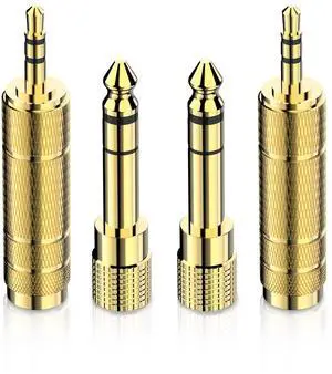 Headphone Adapter 6.35mm (1/4 Inch) Male to 3.5mm (1/8 Inch) Female and 3.5 mm Male Plug to 6.35 mm Female Jack, Audio Stereo TRS Converter Adapters (4 -Pack Gold Plated) Headphone Adapter 6.35mm (1/4 Inch) Male to 3.5mm (1/8 Inch) Female and 3.5 mm Male Plug to 6.35 mm Female Jack, Audio Stereo TRS Converter Adapters (4 -Pack Gold Plated)