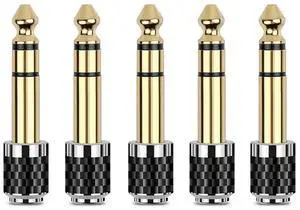 HiFi 1/4'' Male to 1/8'' Female Stereo Headphone Adapter, Upgrade 6.35mm Stereo Male to 3.5mm Jack Stereo Plug Female Adapter (5 Pack) HiFi 1/4'' Male to 1/8'' Female Stereo Headphone Adapter, Upgrade 6.35mm Stereo Male to 3.5mm Jack Stereo Plug Female Adapter (5 Pack)