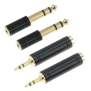 3.5mm Male to 6.35mm Female Stereo Pure Copper Adapter, 1/8 Male to 1/4 Jack Female Converter for Headphones, Electronic Drums, Pianos & Guitars, Stylish Black 4-Pack 3.5mm Male to 6.35mm Female Stereo Pure Copper Adapter, 1/8 Male to 1/4 Jack Female Converter for Headphones, Electronic Drums, Pianos & Guitars, Stylish Black 4-Pack