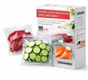 Vacuum Sealer Bags,reusable double zipper vacuum bag with air valve,suitable for sous vide cooking and microwave heating (8.3 * 8.7inch) 10pcs Vacuum Sealer Bags,reusable double zipper vacuum bag with air valve,suitable for sous vide cooking and microwave heating (8.3 * 8.7inch) 10pcs